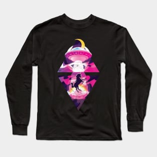 Retro Ufo Unicorn Vintage Long Sleeve T-Shirt